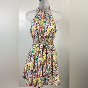 Shein Halter Colorful Floral Dress Women’s Size Medium